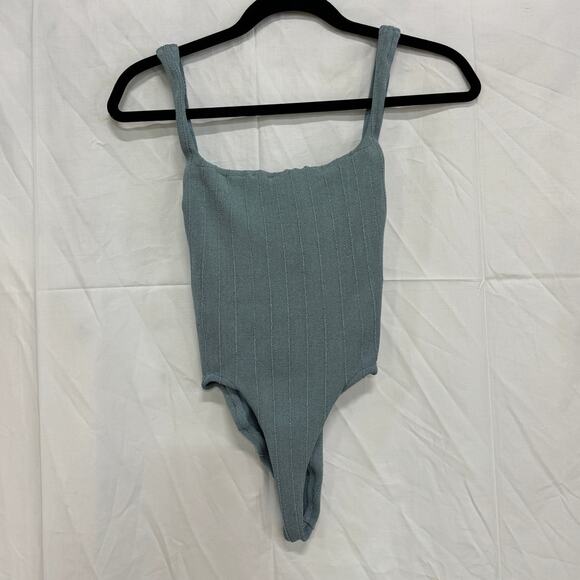 Hunza G Other - Hunza G Sleeveless Square Neck Knit One Piece Swimsuit Dusty Blue Women One Size
